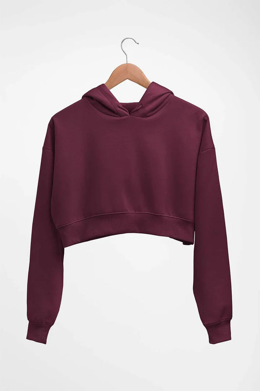 Plain Maroon Crop Hoodie for Women