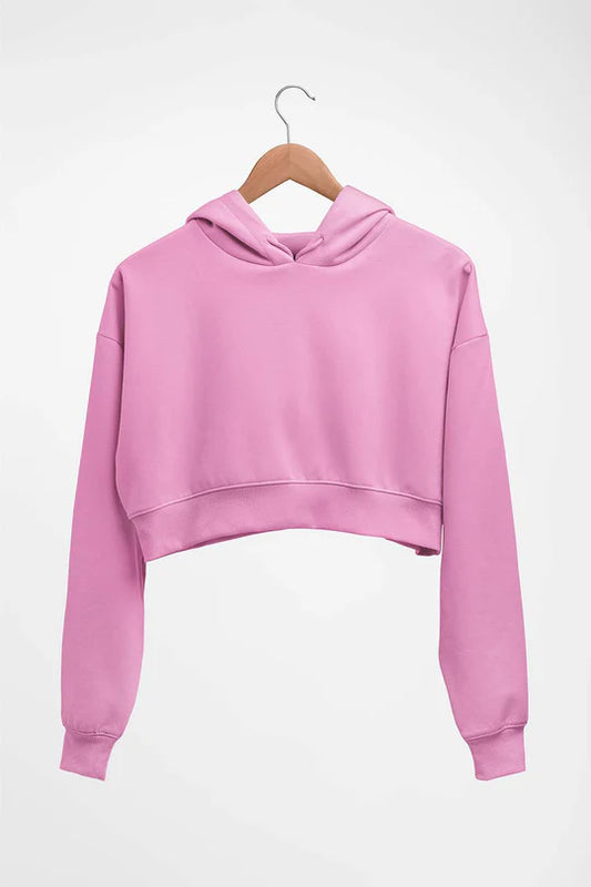 Plain Light Baby Pink Crop Hoodie for Women