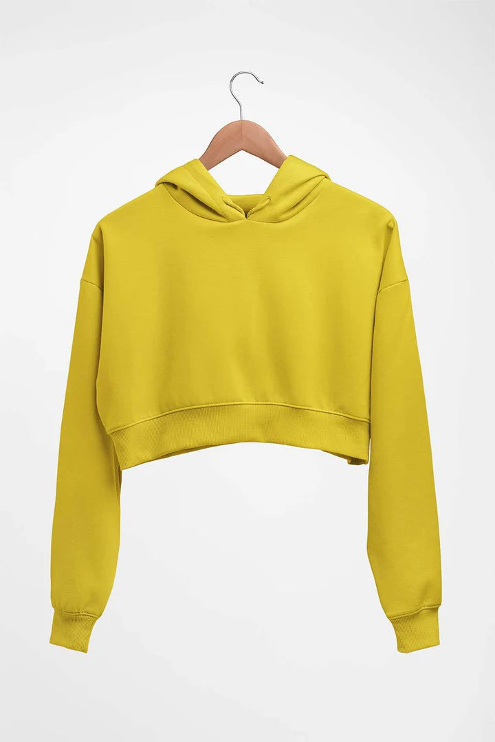 Plain Mustard Yellow Crop Hoodie for Women