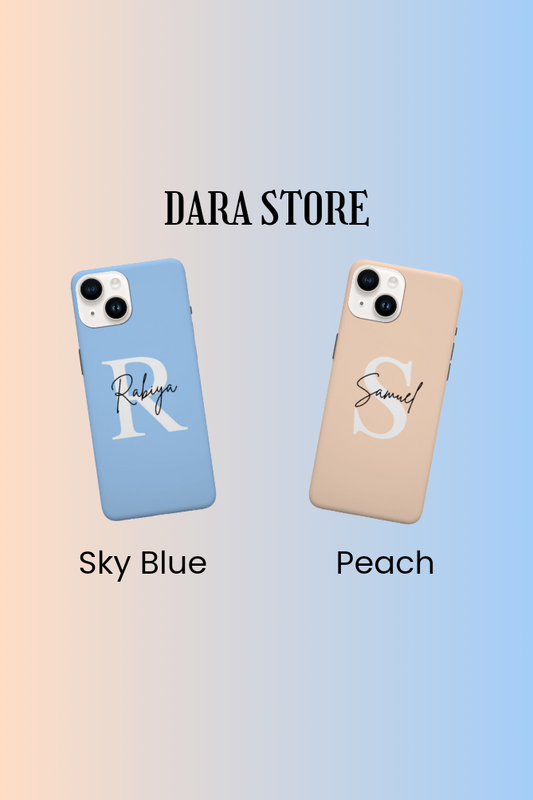 Custom initial iPhone case Sky Blue and Peach