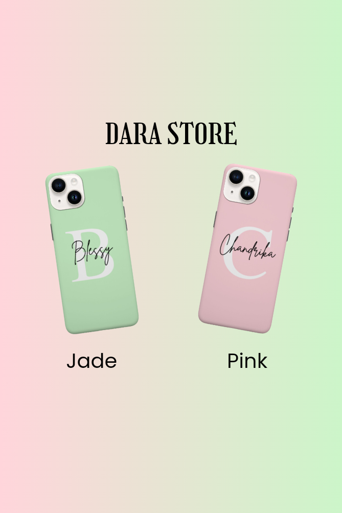 Custom initial iPhone case Jade and Pink