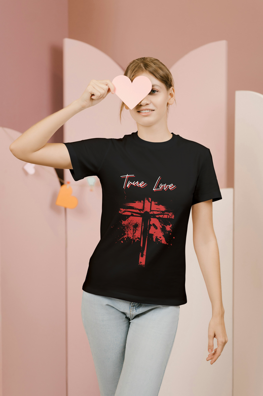 'True Love' Classic Black Scripture T-Shirt for Women