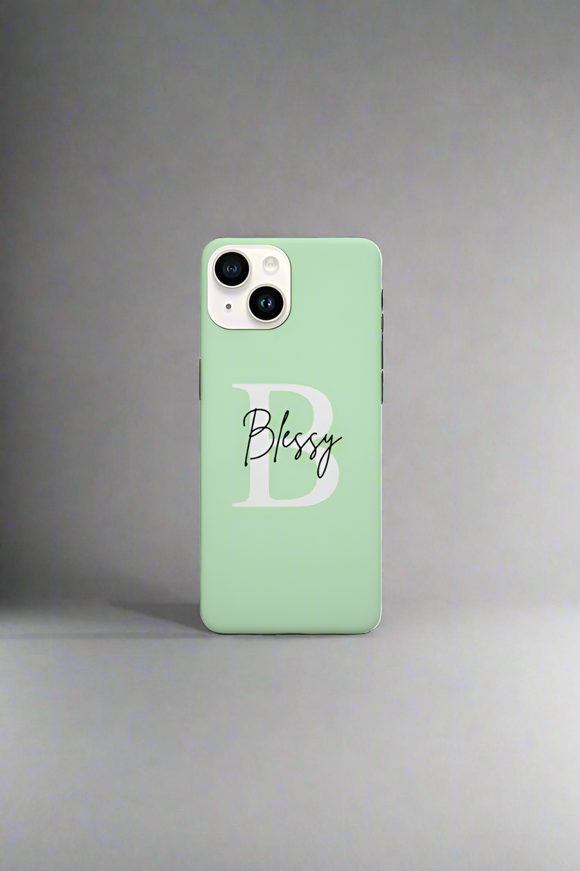 Custom initial iPhone case Jade and Pink